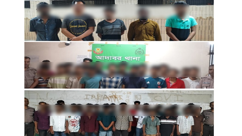 তেজগাঁও বিভাগের অভিযানে বিভিন্ন অপরাধে জড়িত ৬৭ জন গ্রেফতার
